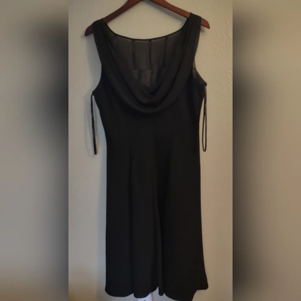 Evan-Picone Black Rhinestone Embellished Drape Back Dress Size 16 - Picture 10 of 16